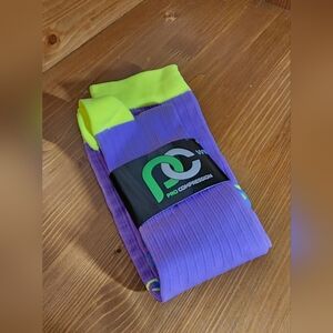 Pro Compression Women's Vibrant Purple and Neon Yellow Socks S/M